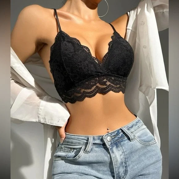 Boho floral lace scallop hem bralette - Picture 6 of 16